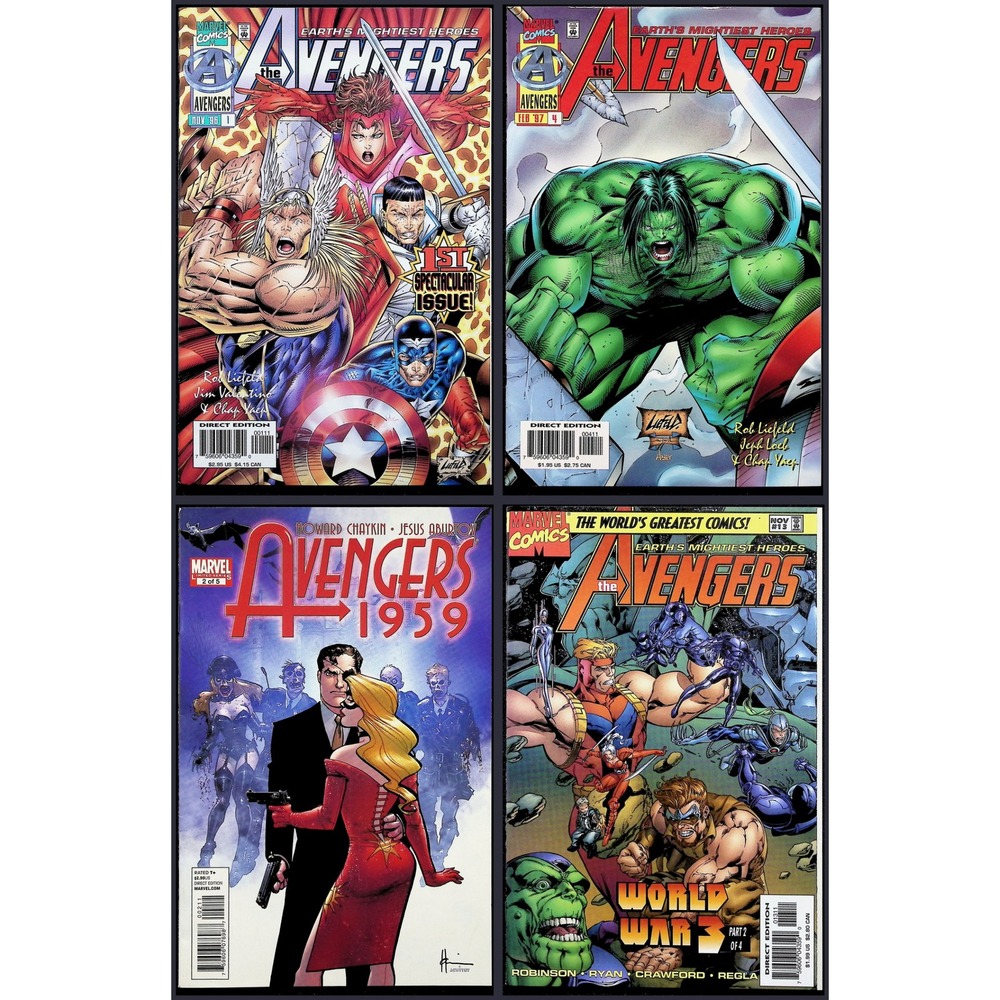 Avengers Vol.2 3X Comic Lot #1 4 13 Direct Edition Marvel
